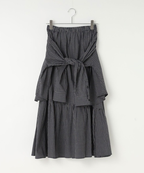 LOWRYS FARM（ローリーズファーム）の「シャツライクティアードスカート 587931（スカート・レディース・チェック/ブラック・FREE）」の13枚目の写真