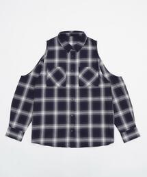 WEGO | WEGO/【25年秋冬新作】オープンショルダーチェックBIGシャツ(シャツ/ブラウス)