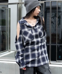 WEGO/オープンショルダーチェックBIGシャツ