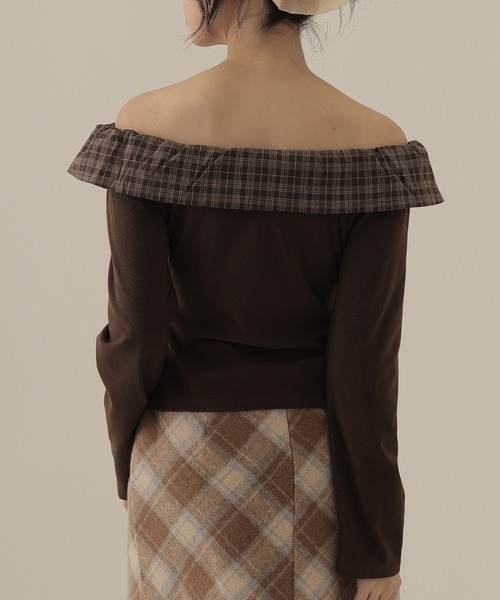 SUWDEE(スーディー)の「check big collar twist tops(Tシャツ/カットソー・レディース・ブラック/グレー/ブラウン・S)」の10枚目の写真