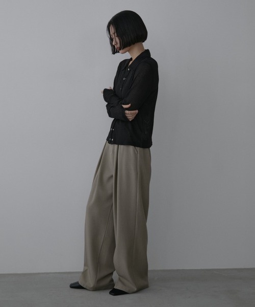 Aunt Marie's(アントマリーズ)の「スナップボタンシアーリブポロトップス(シャツ/ブラウス・レディース・ブルー/ブラック/ブラウン/ピンク/アイボリー・FREE)」の10枚目の写真