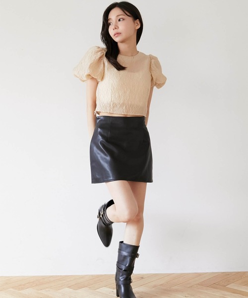Luan（ルアン）の「【Luan】LEATHER MINI SKIRT/レザーミニスカート