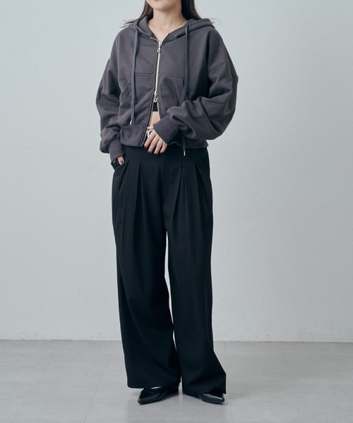 Lui's（ルイス）の「ハイゲージフレンチテリーパーカー（パーカー・レディース・グレー/ブラック/チャコールグレー・FREE）」の6枚目の写真