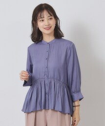 【手洗い可】サテンペプラムブラウス