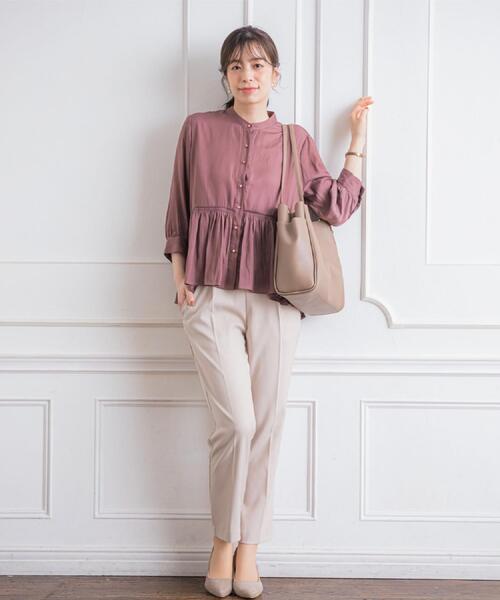 ITS'DEMO（イッツデモ）の「【手洗い可】サテンペプラムブラウス（シャツ/ブラウス・レディース・ナチュラル/ブラウン系/ブルー/ベビーピンク・00）」の7枚目の写真