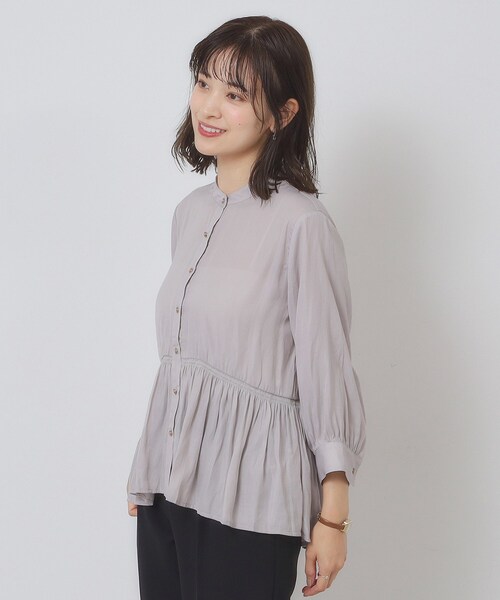 ITS'DEMO（イッツデモ）の「【手洗い可】サテンペプラムブラウス（シャツ/ブラウス・レディース・ナチュラル/ブラウン系/ブルー/ベビーピンク・00）」の12枚目の写真