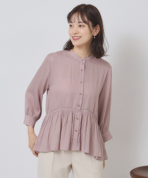 ITS'DEMO（イッツデモ）の「【手洗い可】サテンペプラムブラウス（シャツ/ブラウス・レディース・ナチュラル/ブラウン系/ブルー/ベビーピンク・00）」の16枚目の写真