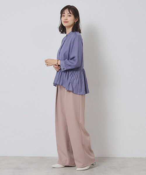 ITS'DEMO（イッツデモ）の「【手洗い可】サテンペプラムブラウス（シャツ/ブラウス・レディース・ナチュラル/ブラウン系/ブルー/ベビーピンク・00）」の22枚目の写真