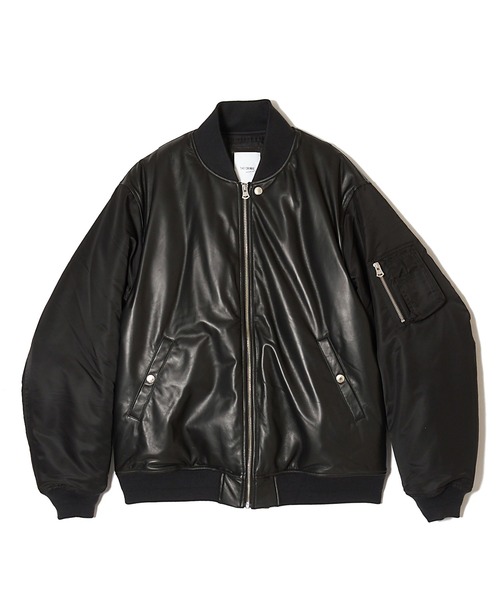 CRIMIE（クライミー）の「NYLON SLEEVE LEATHER MA1 JACKET（ミリタリージャケット・メンズ・ブラック/ブラック×カーキ・S/M/L/XL/XXL）」の3枚目の写真