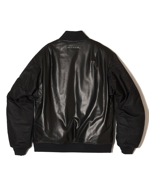 CRIMIE（クライミー）の「NYLON SLEEVE LEATHER MA1 JACKET（ミリタリージャケット・メンズ・ブラック/ブラック×カーキ・S/M/L/XL/XXL）」の4枚目の写真