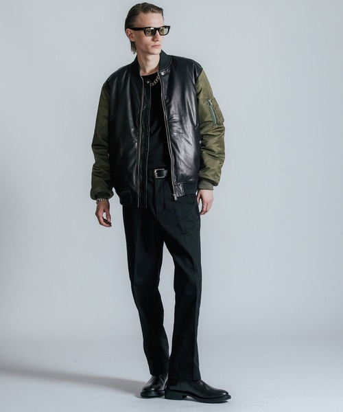 NYLON SLEEVE LEATHER MA1 JACKET（ミリタリージャケット）｜CRIMIE