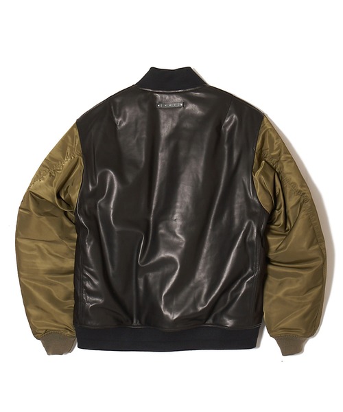 CRIMIE（クライミー）の「NYLON SLEEVE LEATHER MA1 JACKET（ミリタリージャケット・メンズ・ブラック/ブラック×カーキ・S/M/L/XL/XXL）」の13枚目の写真
