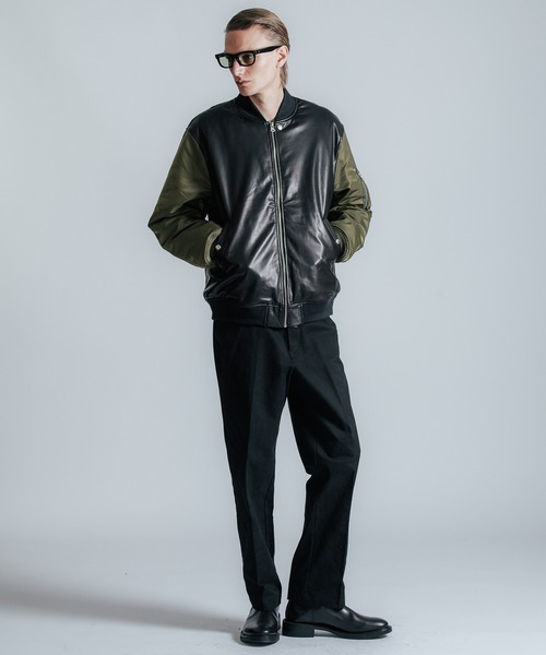 CRIMIE クライミー MA-1 ジャケット CRIMIE クライミー ジャケット NYLON SLEEVE LEATHER MA1 JACKET