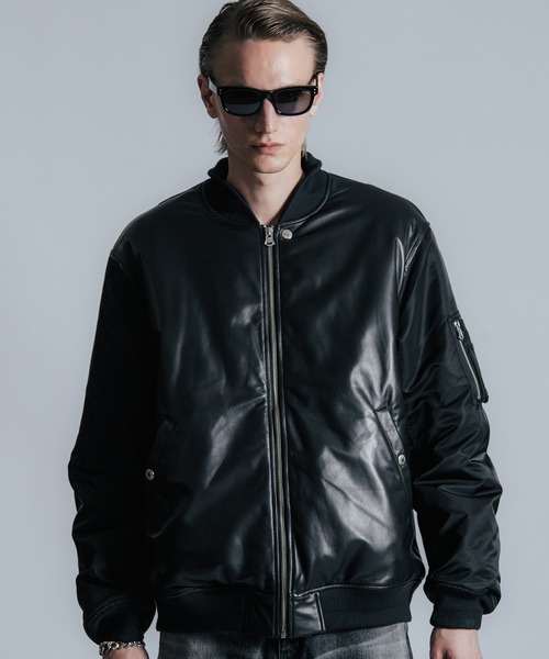 CRIMIE（クライミー）の「NYLON SLEEVE LEATHER MA1 JACKET（ミリタリージャケット・メンズ・ブラック/ブラック×カーキ・S/M/L/XL/XXL）」の20枚目の写真