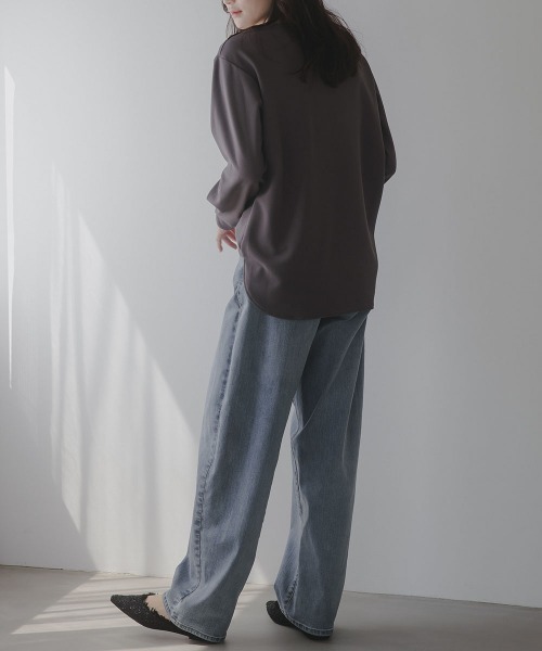 slattgir（スラットジール）の「高身長　肩ボタンデザインプルオーバー（トールサイズ）Essenave（Tシャツ/カットソー・レディース・ブラック/チャコール・TLL/TM/TL/T3L/T4L/T5L）」の5枚目の写真