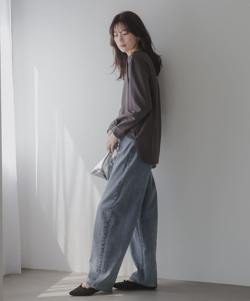 slattgir（スラットジール）の「高身長　肩ボタンデザインプルオーバー（トールサイズ）Essenave（Tシャツ/カットソー・レディース・ブラック/チャコール・TLL/TM/TL/T3L/T4L/T5L）」の6枚目の写真