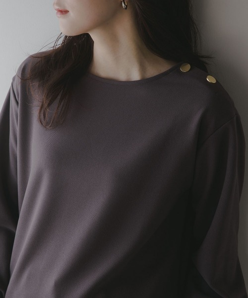 slattgir（スラットジール）の「高身長　肩ボタンデザインプルオーバー（トールサイズ）Essenave（Tシャツ/カットソー・レディース・ブラック/チャコール・TLL/TM/TL/T3L/T4L/T5L）」の14枚目の写真