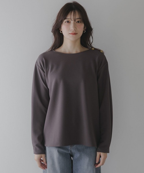 slattgir（スラットジール）の「高身長　肩ボタンデザインプルオーバー（トールサイズ）Essenave（Tシャツ/カットソー・レディース・ブラック/チャコール・TLL/TM/TL/T3L/T4L/T5L）」の19枚目の写真