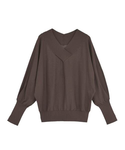 Tiara（ティアラ）の「ドルマンVネックニット（ニット/セーター・レディース・ボルドー/ブラウン/イエロー/ブラック・FREE）」の2枚目の写真