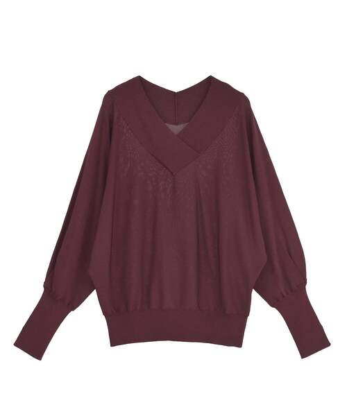 Tiara（ティアラ）の「ドルマンVネックニット（ニット/セーター・レディース・ボルドー/ブラウン/イエロー/ブラック・FREE）」の4枚目の写真