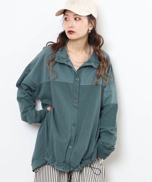 myke(ミーカ)の「myke ピグメント裏毛ハイネックブルゾン(ブルゾン・レディース・パープル/グリーン/ブラック/アイボリー/ダークブルー・M)」の3枚目の写真