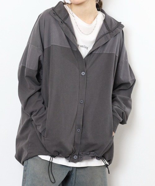 myke(ミーカ)の「myke ピグメント裏毛ハイネックブルゾン(ブルゾン・レディース・パープル/グリーン/ブラック/アイボリー/ダークブルー・M)」の12枚目の写真