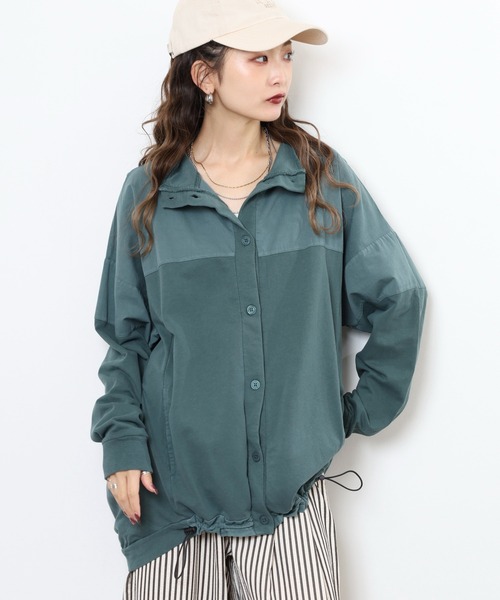 myke(ミーカ)の「myke ピグメント裏毛ハイネックブルゾン(ブルゾン・レディース・パープル/グリーン/ブラック/アイボリー/ダークブルー・M)」の18枚目の写真