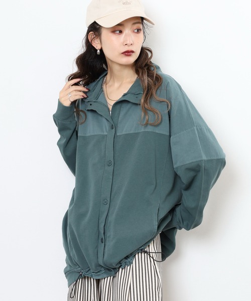 myke(ミーカ)の「myke ピグメント裏毛ハイネックブルゾン(ブルゾン・レディース・パープル/グリーン/ブラック/アイボリー/ダークブルー・M)」の19枚目の写真