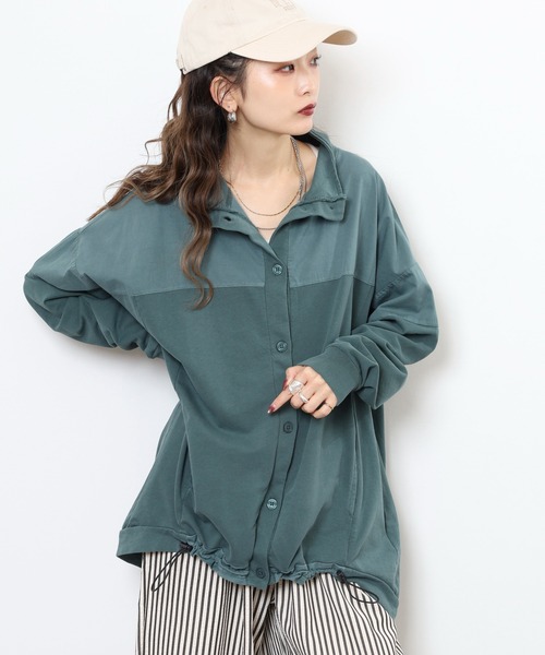 myke(ミーカ)の「myke ピグメント裏毛ハイネックブルゾン(ブルゾン・レディース・パープル/グリーン/ブラック/アイボリー/ダークブルー・M)」の20枚目の写真
