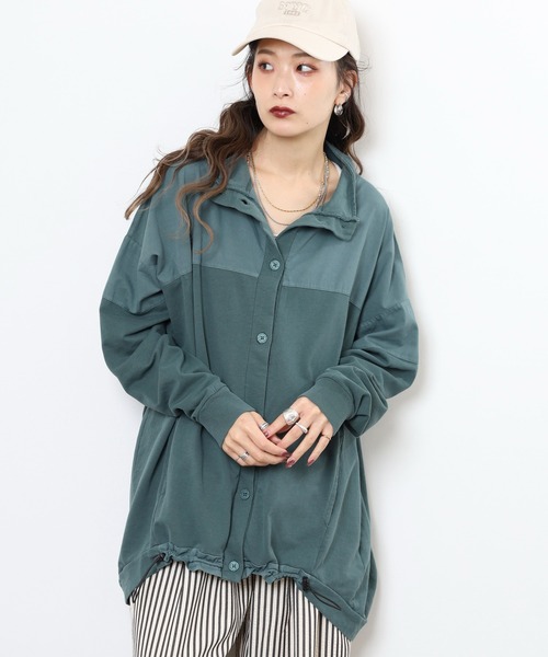 myke(ミーカ)の「myke ピグメント裏毛ハイネックブルゾン(ブルゾン・レディース・パープル/グリーン/ブラック/アイボリー/ダークブルー・M)」の21枚目の写真