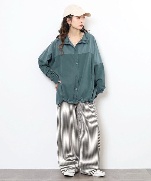 myke(ミーカ)の「myke ピグメント裏毛ハイネックブルゾン(ブルゾン・レディース・パープル/グリーン/ブラック/アイボリー/ダークブルー・M)」の22枚目の写真