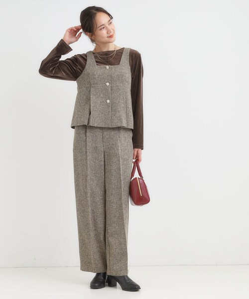 DRESKIP(ドレスキップ)の「【洗える/S-LL】上品見え ベロア調シアートップス(Tシャツ/カットソー・レディース・ダークブラウン/チャコールグレー/ナチュラル・01/02/03/04)」の14枚目の写真