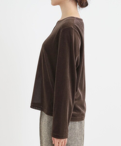 DRESKIP(ドレスキップ)の「【洗える/S-LL】上品見え ベロア調シアートップス(Tシャツ/カットソー・レディース・ダークブラウン/チャコールグレー/ナチュラル・01/02/03/04)」の17枚目の写真