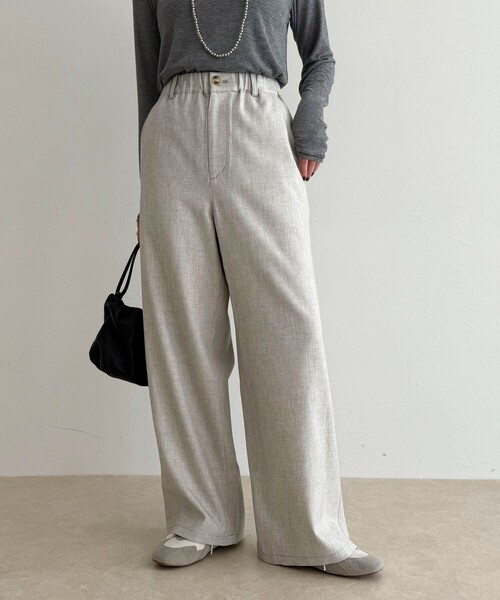 fredy emue(フレディエミュ)の「ウールライクイージーワークパンツ(その他パンツ・レディース・ブラウン/アイボリー/ブラック・36/38)」の2枚目の写真