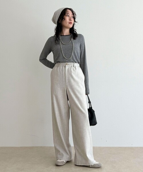 fredy emue(フレディエミュ)の「ウールライクイージーワークパンツ(その他パンツ・レディース・ブラウン/アイボリー/ブラック・36/38)」の5枚目の写真