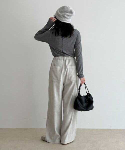 fredy emue(フレディエミュ)の「ウールライクイージーワークパンツ(その他パンツ・レディース・ブラウン/アイボリー/ブラック・36/38)」の6枚目の写真