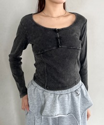 Bamm（バム）の「ピグメントヘンリーネックコンパクトトップス（Tシャツ/カットソー）」