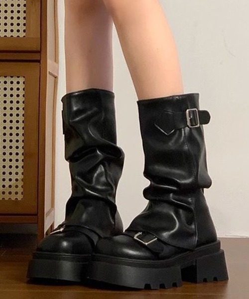 MAISON SELECT（メゾンセレクト）の「9C89 ルーズフィット ミドルブーツ（ブーツ・レディース・ブラウン/ブラック・36/38/40）」の2枚目の写真