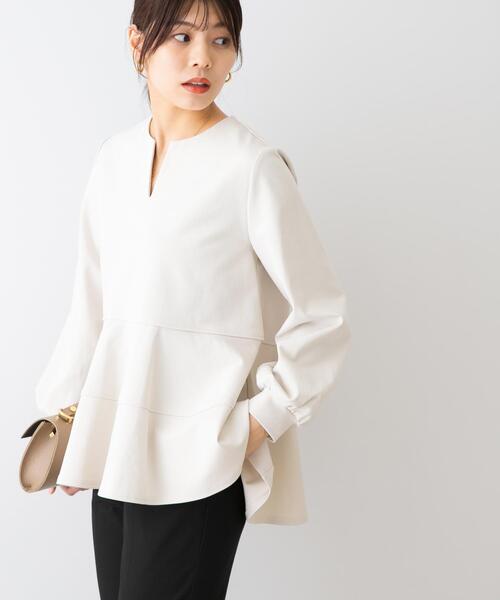 F by ROSSO(エフバイロッソ)の「F by ROSSO ペプラムカットプルオーバー(Tシャツ/カットソー・レディース・ホワイト系その他/ブラック・FREE)」の4枚目の写真