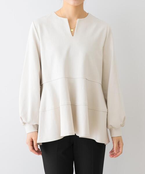F by ROSSO(エフバイロッソ)の「F by ROSSO ペプラムカットプルオーバー(Tシャツ/カットソー・レディース・ホワイト系その他/ブラック・FREE)」の9枚目の写真