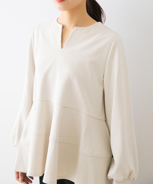F by ROSSO(エフバイロッソ)の「F by ROSSO ペプラムカットプルオーバー(Tシャツ/カットソー・レディース・ホワイト系その他/ブラック・FREE)」の12枚目の写真