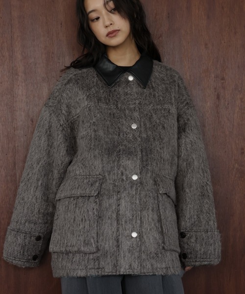 【ゾゾタウン完売品】hellam シャギーミドルコート　杢グレー シャギーミドルコート（ピーコート）｜hellam（へラム）の