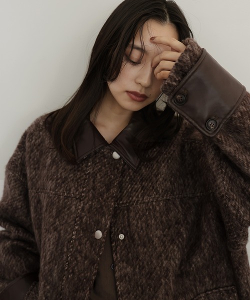 セール】レザーカラーシャギーコート（カバーオール）｜hellam（へラム