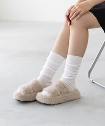 厚底 もこもこ ファーサンダル