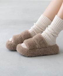 厚底 もこもこ ファーサンダル