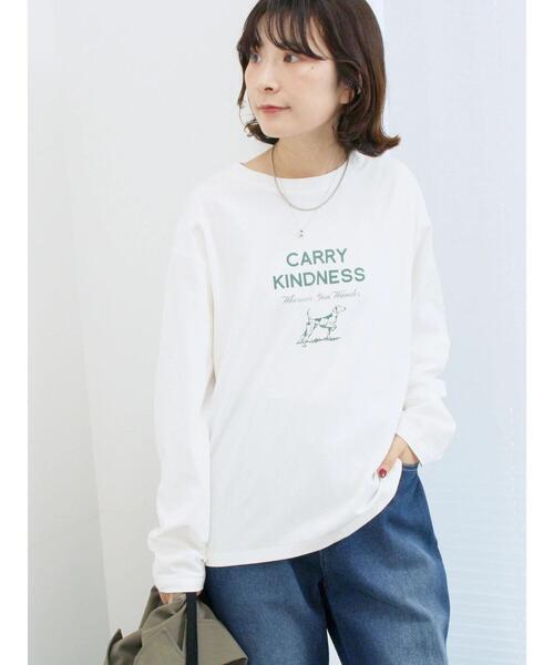 Samansa Mos2 blue（サマンサモスモスブルー）の「アソートプリントロンT（Tシャツ/カットソー・レディース・オフホワイト/ダークオレンジ/ブルー/ベージュ/チャコールグレー・F）」の2枚目の写真