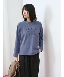 Samansa Mos2 blue | アソートプリントロンT(Tシャツ/カットソー)