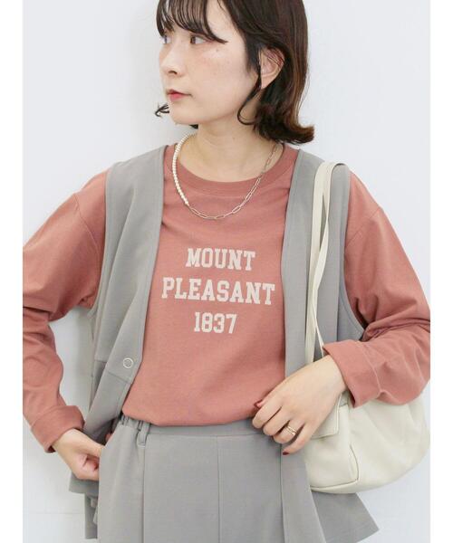 Samansa Mos2 blue（サマンサモスモスブルー）の「アソートプリントロンT（Tシャツ/カットソー・レディース・オフホワイト/ダークオレンジ/ブルー/ベージュ/チャコールグレー・F）」の5枚目の写真