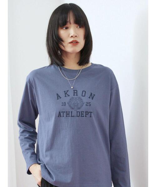 Samansa Mos2 blue（サマンサモスモスブルー）の「アソートプリントロンT（Tシャツ/カットソー・レディース・オフホワイト/ダークオレンジ/ブルー/ベージュ/チャコールグレー・F）」の9枚目の写真