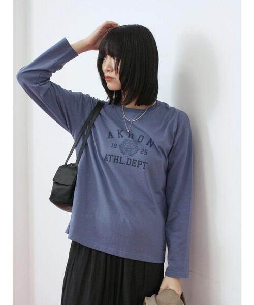 Samansa Mos2 blue（サマンサモスモスブルー）の「アソートプリントロンT（Tシャツ/カットソー・レディース・オフホワイト/ダークオレンジ/ブルー/ベージュ/チャコールグレー・F）」の12枚目の写真